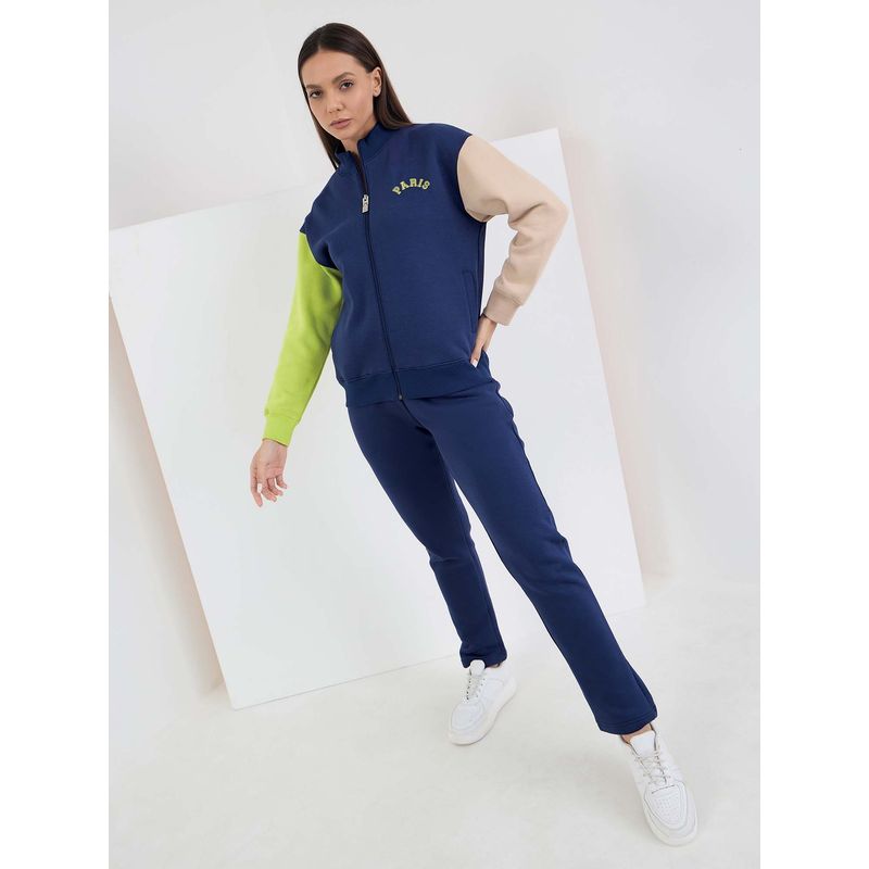 Sweet Dreams Women Navy Blue Colorblock Tracksuit (M)
