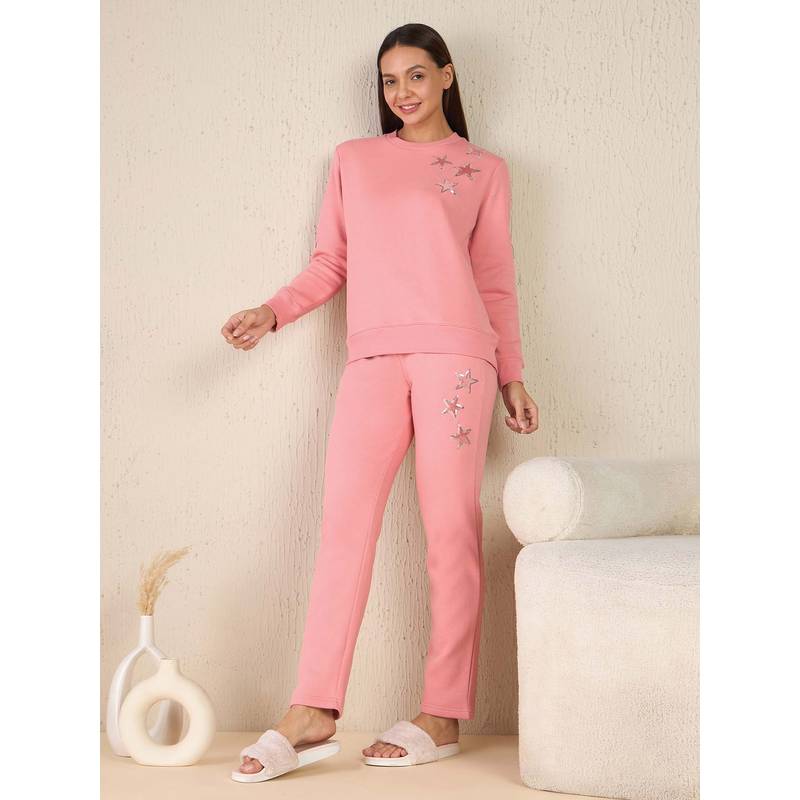 Sweet Dreams Women Pink Embellished Star Tracksuit (2XL)