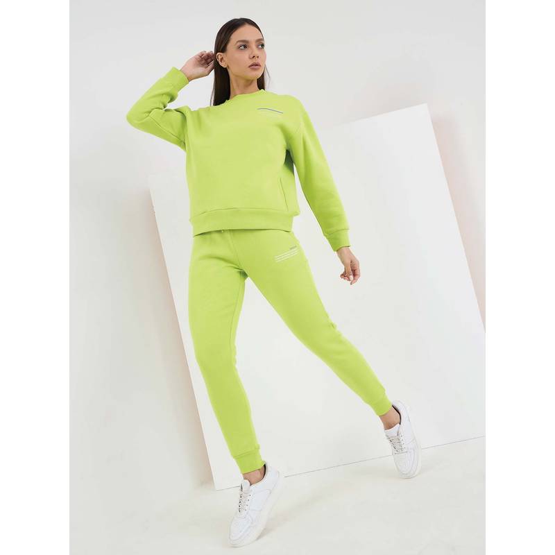 Sweet Dreams Women Green Typography Sweatshirt with Joggers (M)