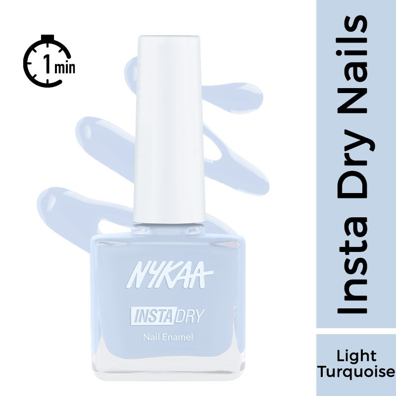 Nykaa Insta Dry Fast Drying Nail Enamel Polish Boho Blue 355 - Light Turquoise