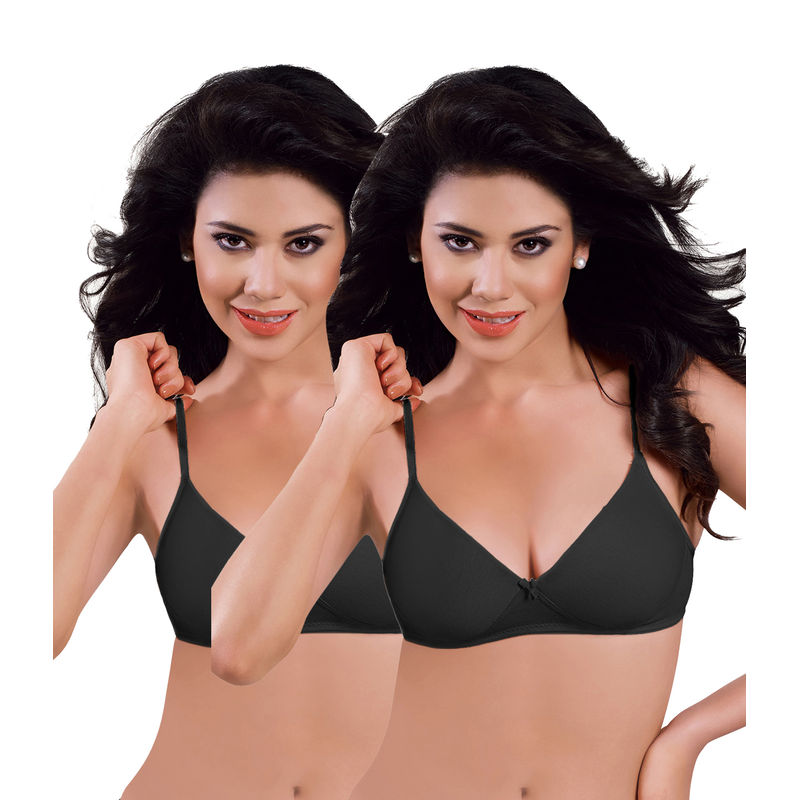 Sonari Forever women's T-Shirt Bra- Pack of 2 - Black (30B)