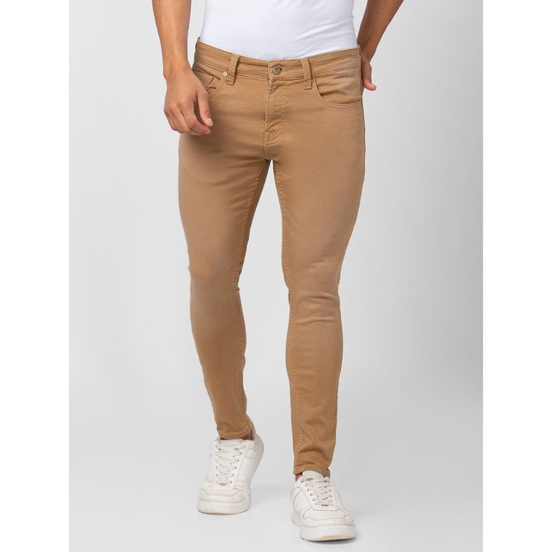 Spykar Men Sand Cotton Stretch Slim Fit Tapered Length Jeans (Kano) (31)