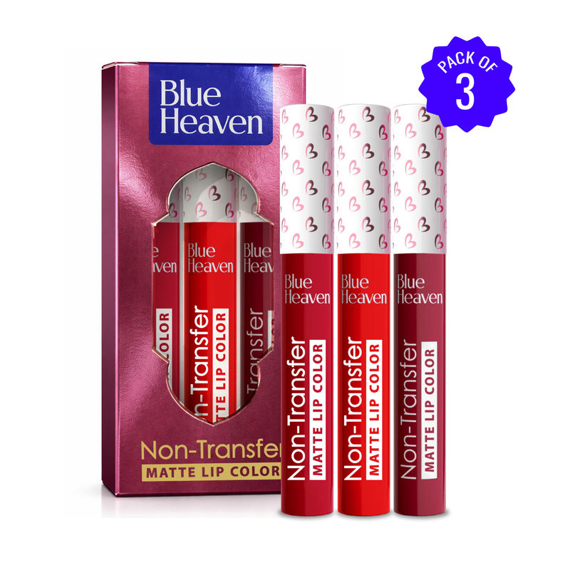 Blue Heaven Non Transfer Lip Color Pack Of 3 - Red