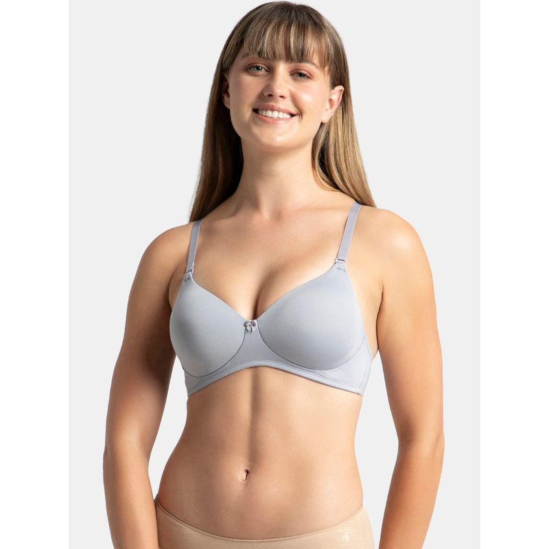 Jockey 1819 Wirefree Padded Microfiber Elastane Full Coverage T-Shirt Bra-Lilac Grey (32B)