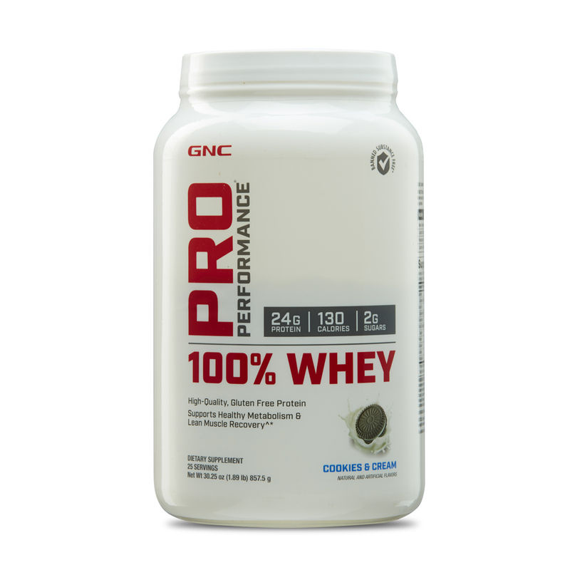 Buy GNC Pro Performance 100% Whey Protein Cookies And Cream (1.89 Lbs ...