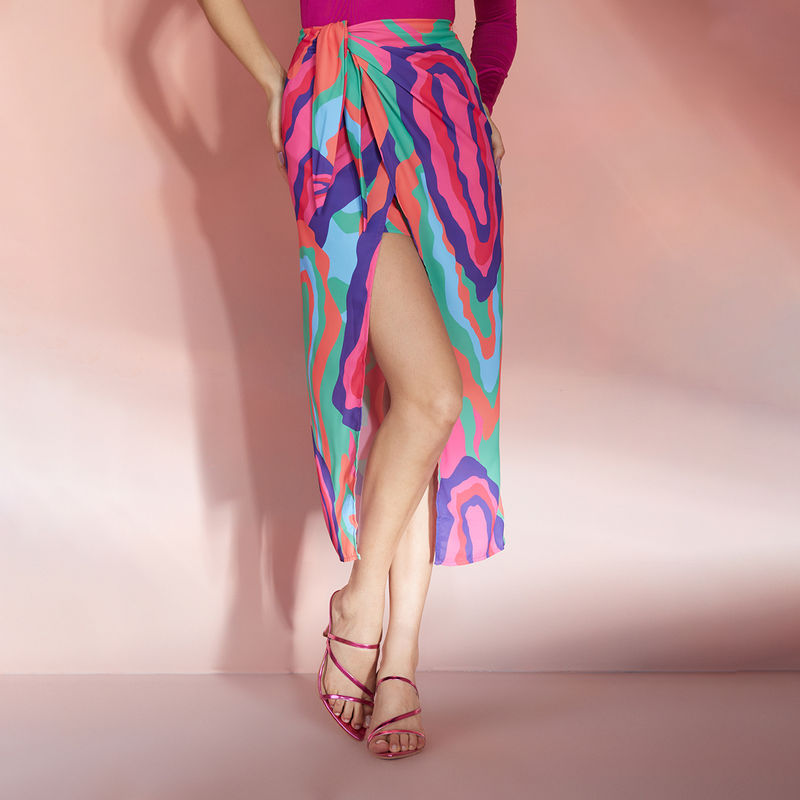 RSVP by Nykaa Fashion Multicolor Abstract Print Midi Skort (26)