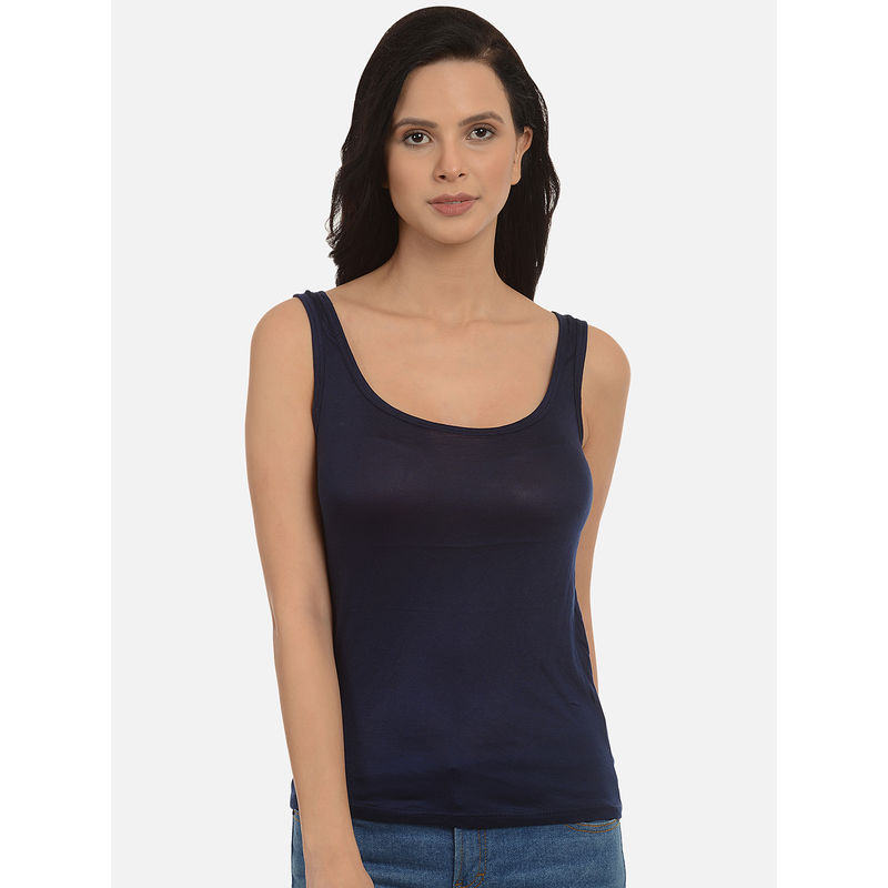 Mod & Shy Navy Blue U Neck Solid Camisole (L)
