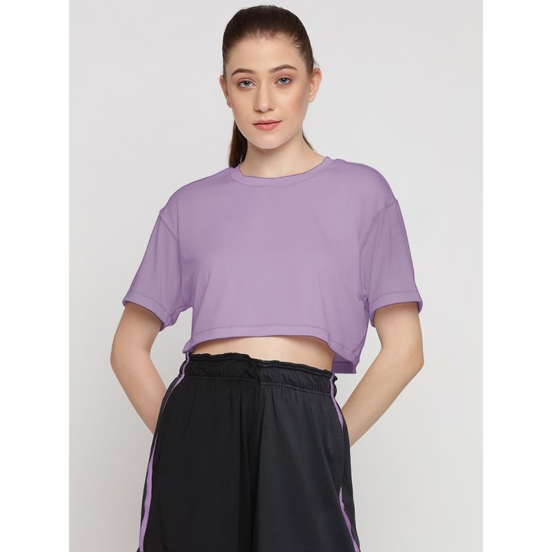 Wear Jukebox Women Lavender Flow Fit Cropped T-Shirts (S)