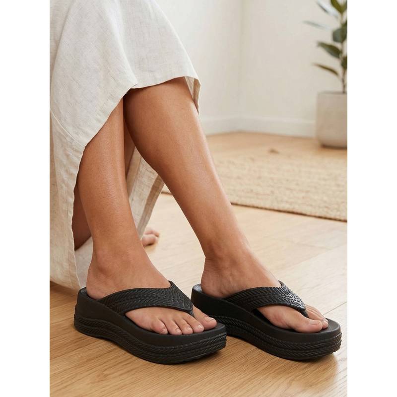 ELLE Women Black Soft comfortable Sandals (EURO 36)