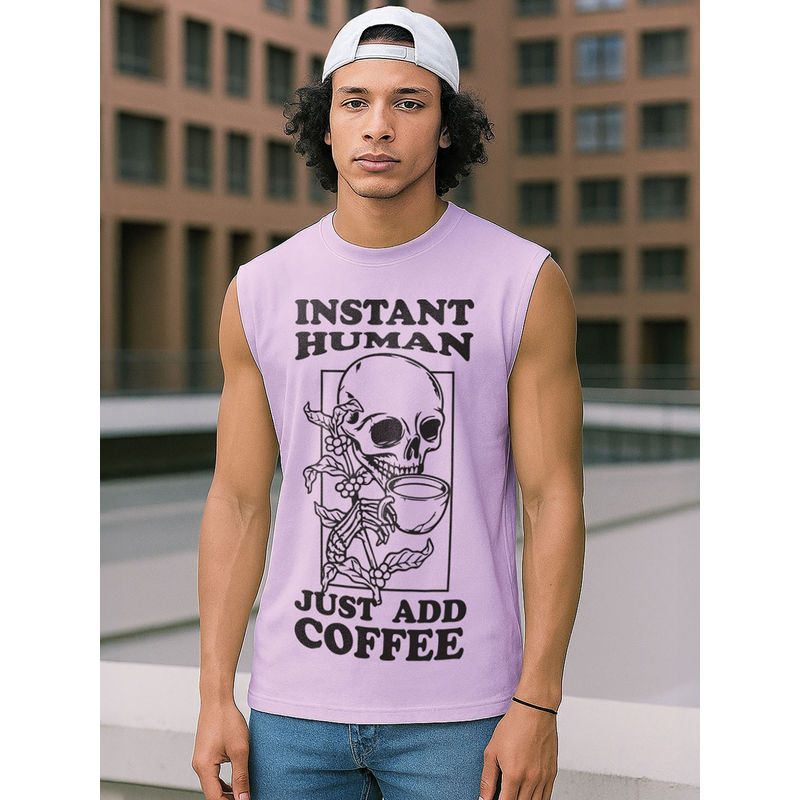 Bewakoof Men's Purple Instant Human Graphic Printed Oversized Vest (S)