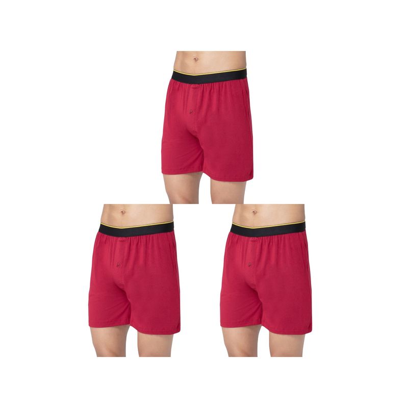 Bummer Red Micro Modal Boxers Shorts for Men (Pack of 3) (M)