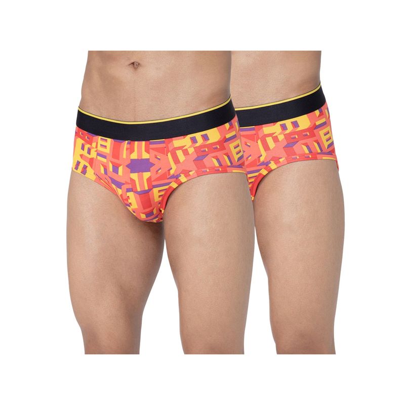 Bummer Multi-Color Mens Printed Micro Modal Briefs Underwear (Pack of 2) (L)