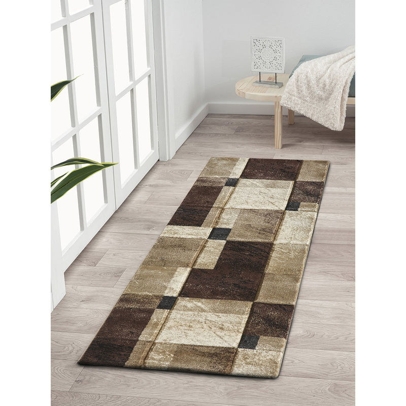 OBSESSIONS Brown Geometric Bedside Runner Buy OBSESSIONS Brown