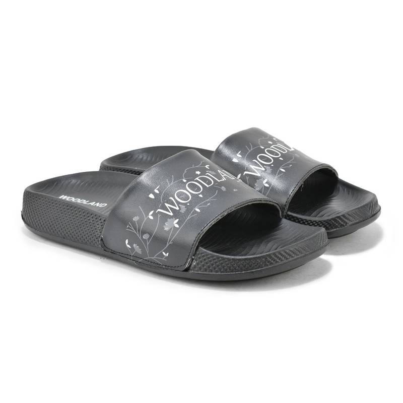 WOODLAND Women Black Round Toe Sliders (EURO 39)