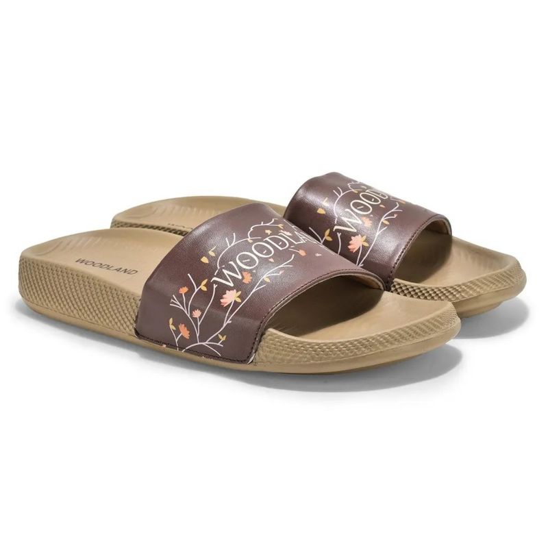 WOODLAND Women Khaki Round Toe Sliders (EURO 39)