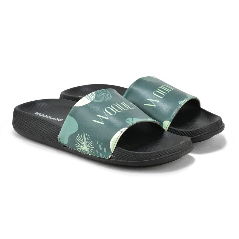 WOODLAND Women Black Round Toe Sliders (EURO 37)