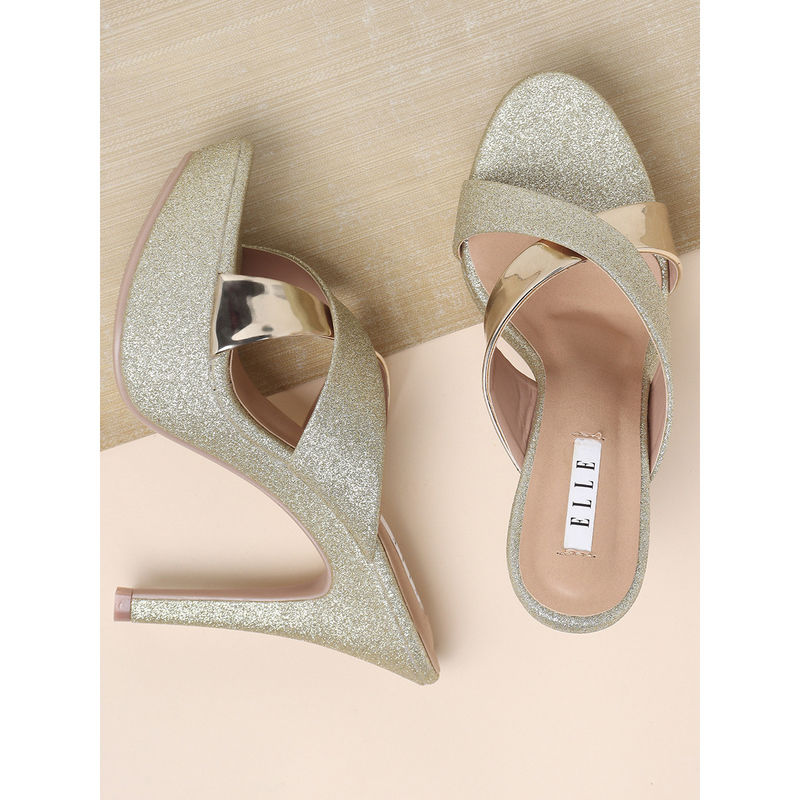 ELLE Gold Women Slip On Sandals (EURO 41)