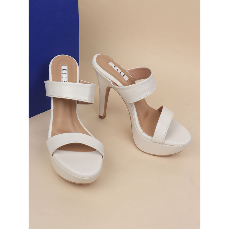 ELLE White Women Slip On Sandals (EURO 39)