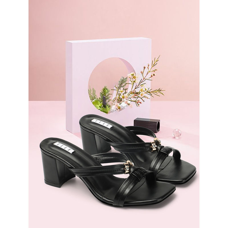 ELLE Black Women Slip On Sandals (EURO 37)