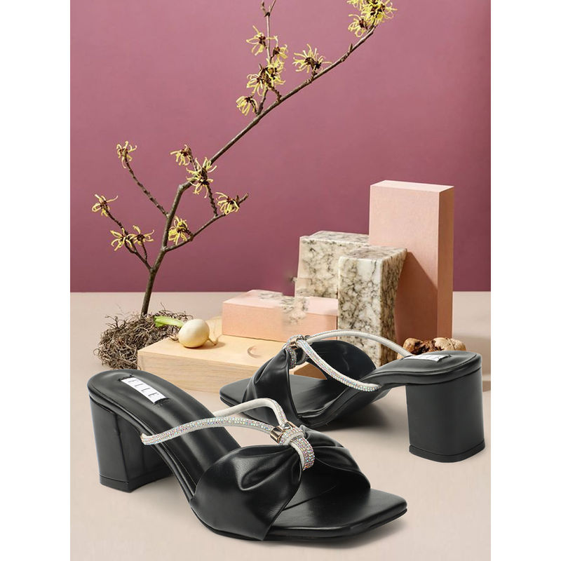 ELLE Black Women Slip On Sandals (EURO 36)