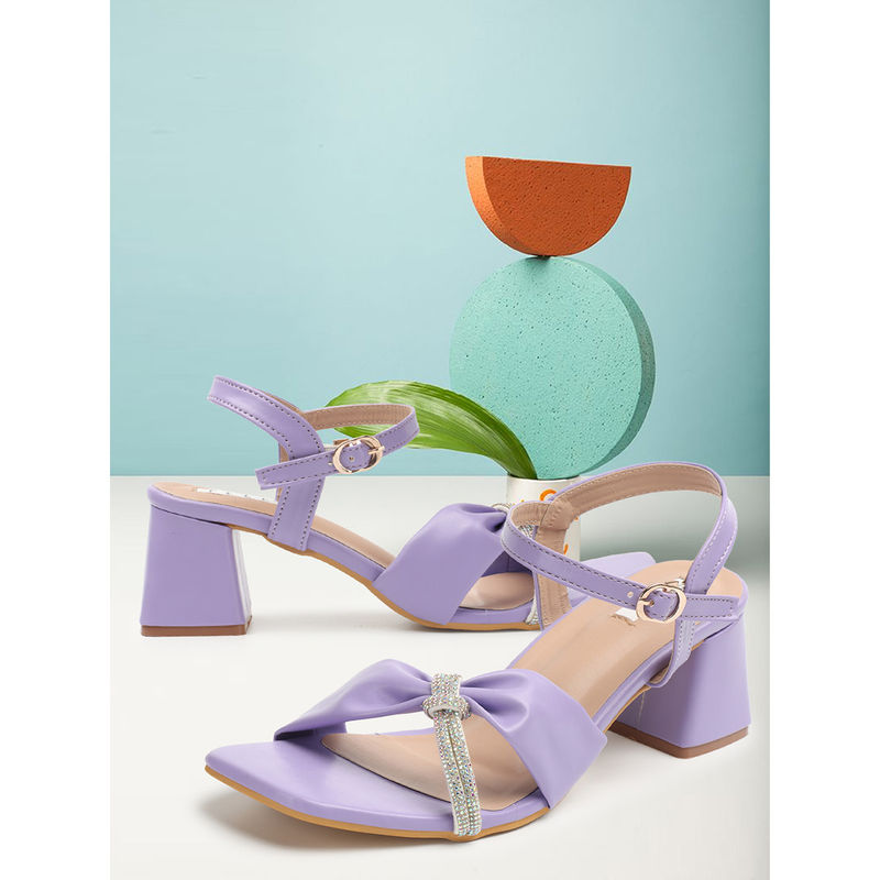 ELLE Purple Women Buckle Sandals (EURO 36)
