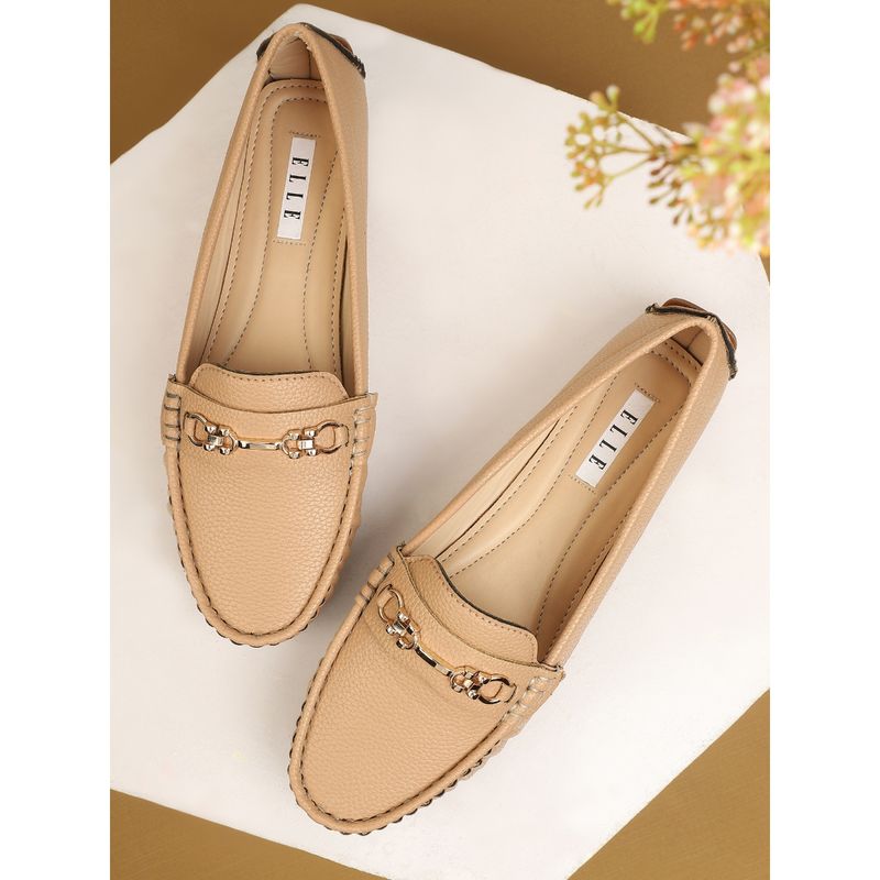ELLE Beige Women Slip On Loafers (EURO 37)