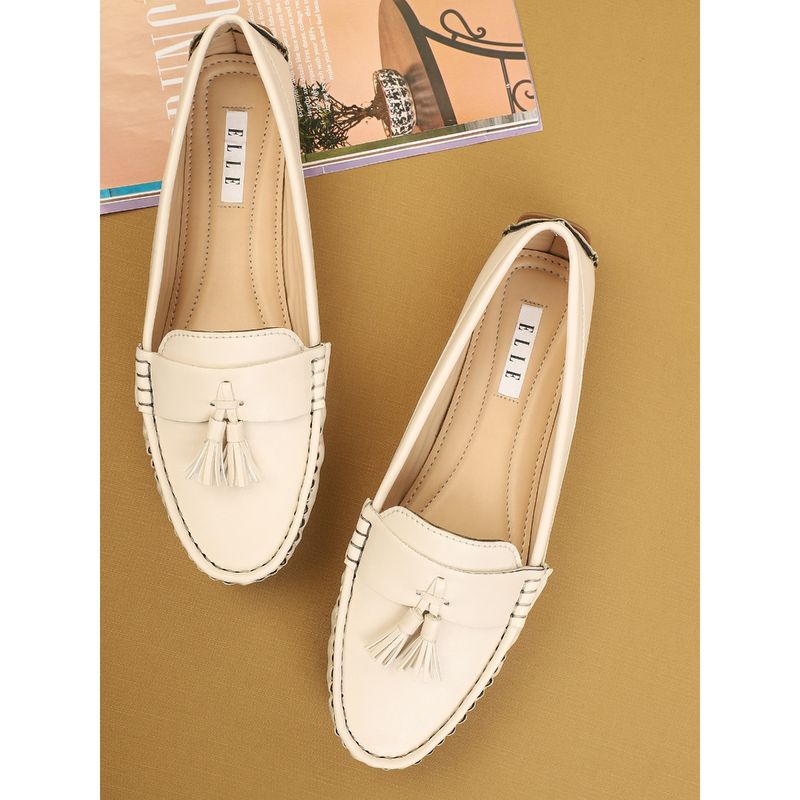 ELLE Beige Women Slip On Loafers (EURO 38)
