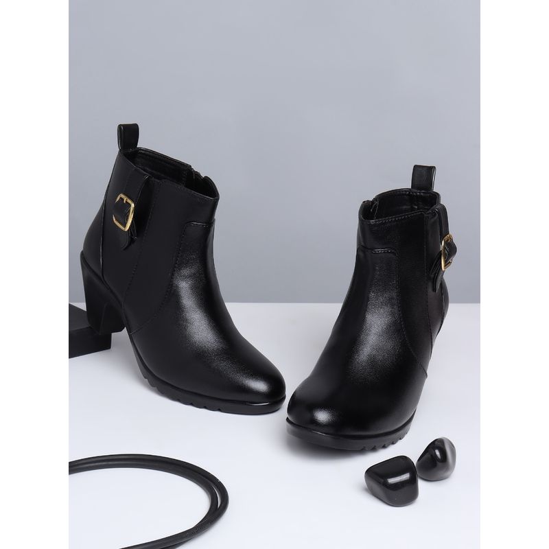ELLE Black Women Zip Casual Boots (EURO 37)