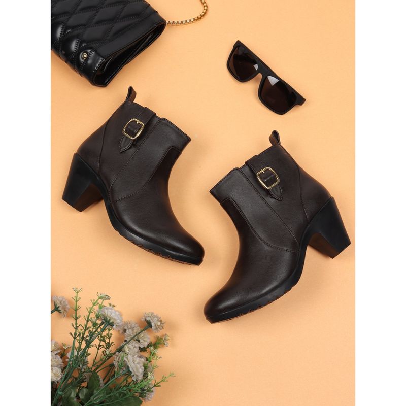ELLE Brown Women Zip Casual Boots (EURO 37)