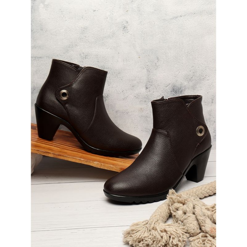 ELLE Brown Women Zip Casual Boots (EURO 37)