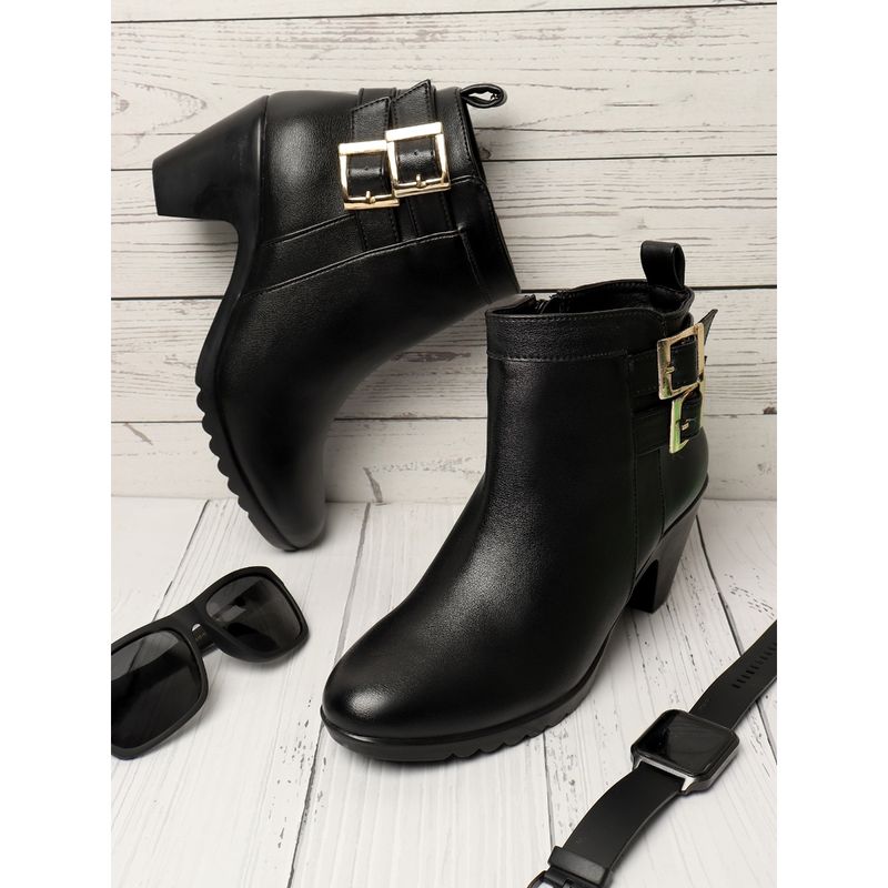 ELLE Black Women Zip Casual Boots (EURO 39)
