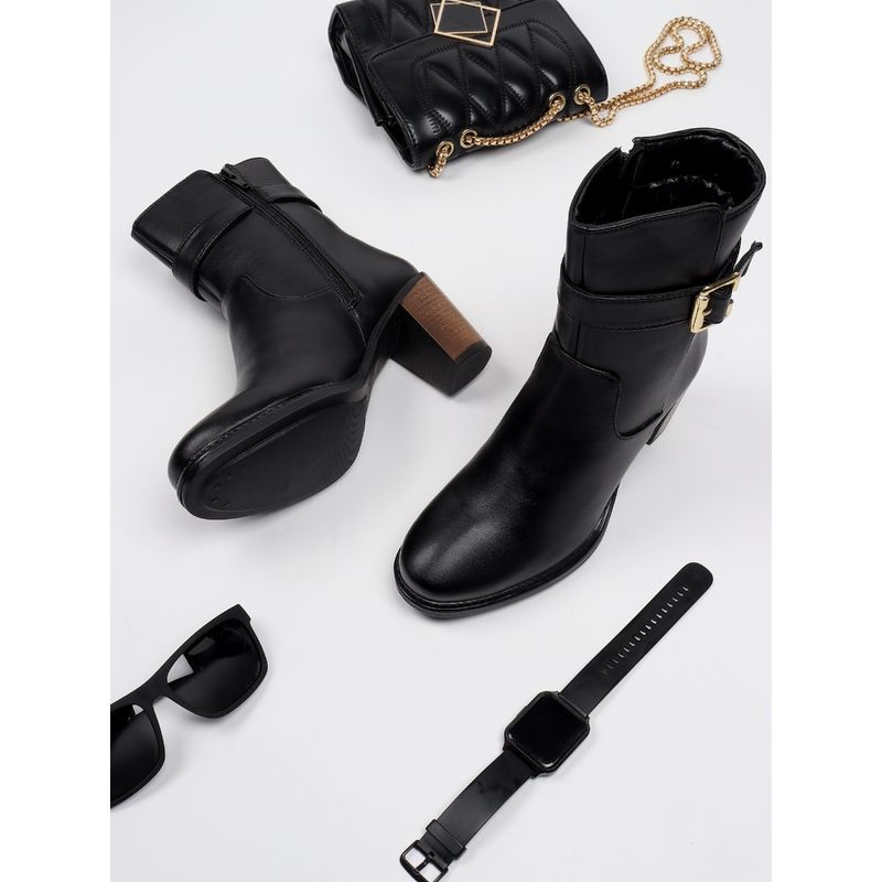 ELLE Black Women Zip Casual Boots (EURO 39)