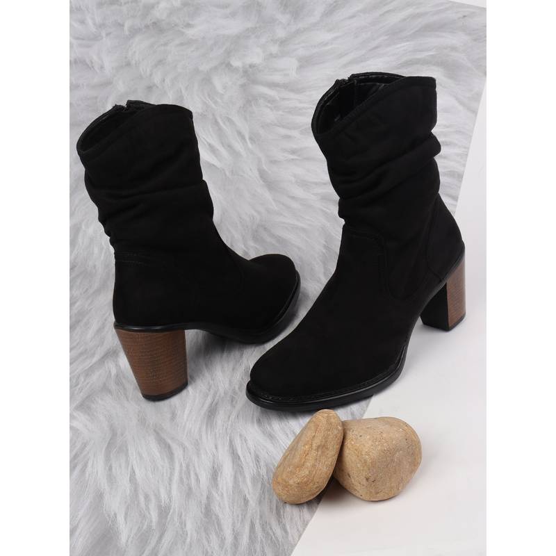 ELLE Black Women Zip Casual Boots (EURO 36)
