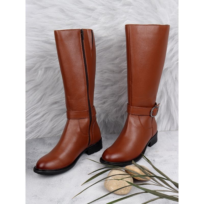 ELLE Tan Women Zip Casual Boots (EURO 37)