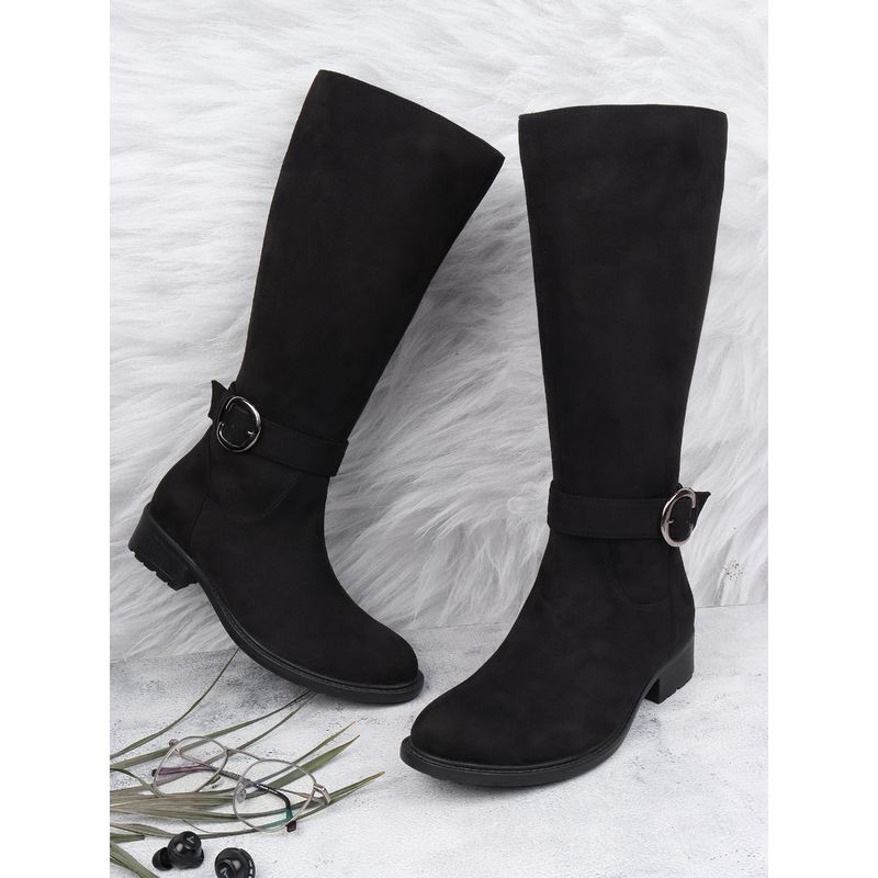 ELLE Black Women Zip Casual Boots (EURO 38)