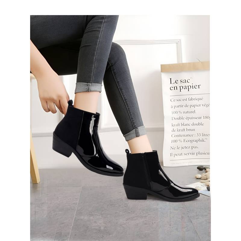 ELLE Black Women Zip Casual Boots (EURO 37)