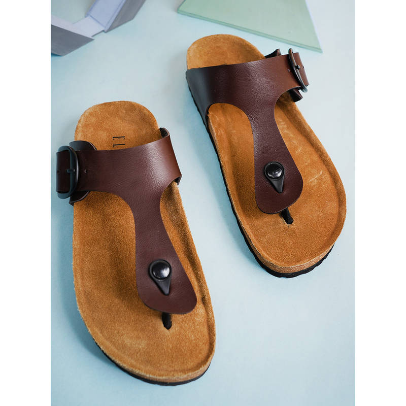 ELLE Brown Women Buckle Sandals (EURO 39)