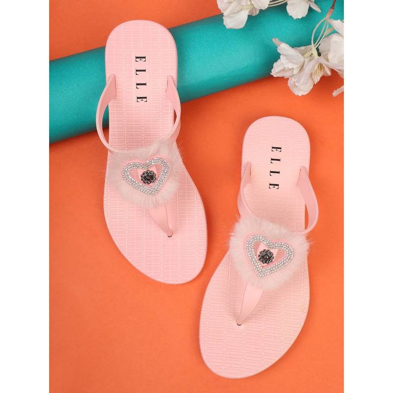 ELLE Pink Women Slip On Flipflops (EURO 36)