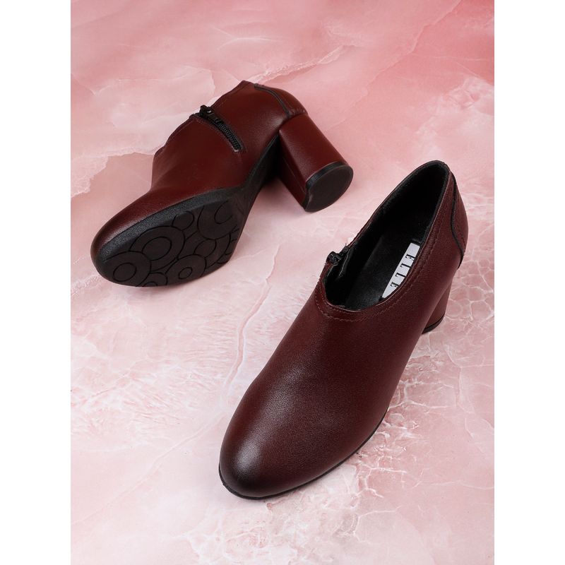 ELLE Burgundy Women Slip On Pumps (EURO 38)