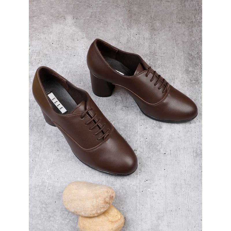 ELLE Brown Women Lace Ups Pumps (EURO 41)