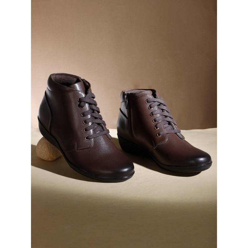 ELLE Brown Women Lace Up Boots (EURO 37)
