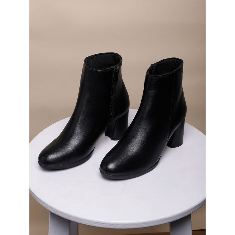 ELLE Black Women Slip On Casual Boots (EURO 38)