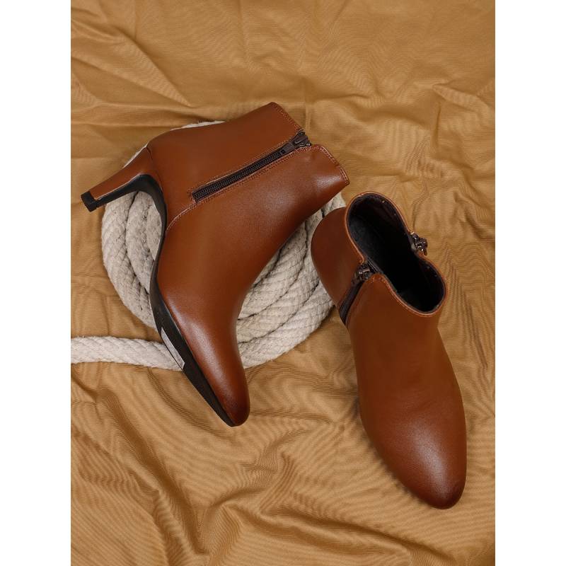 ELLE Tan Women Slip On Casual Boots (EURO 36)