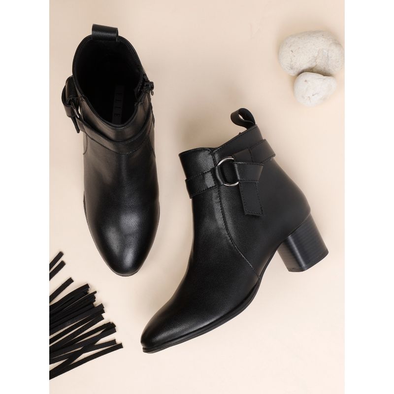 ELLE Black Women Zip Casual Boots (EURO 40)