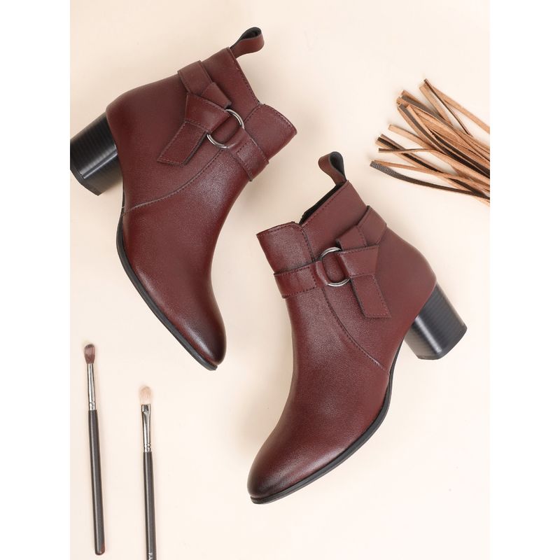 ELLE Red Women Zip Casual Boots (EURO 36)