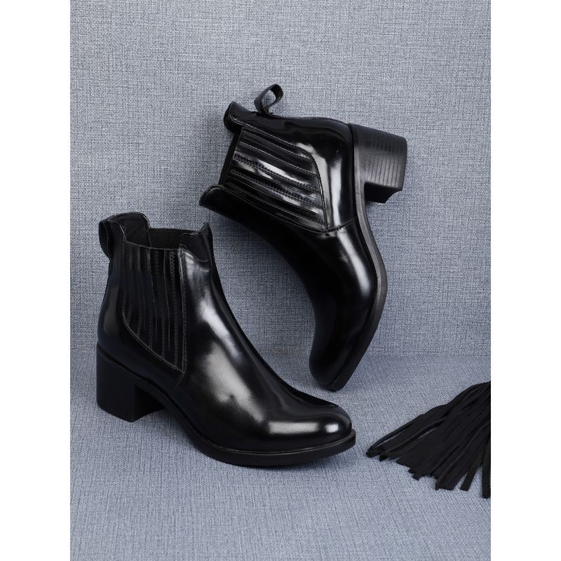 ELLE Black Women Slip On Casual Boots (EURO 39)