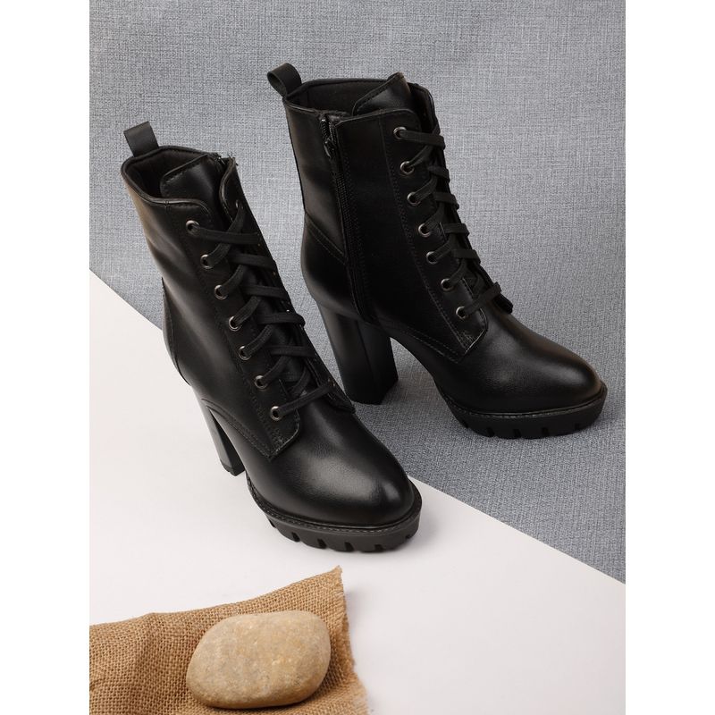 ELLE Black Women Lace Up Boots (EURO 37)