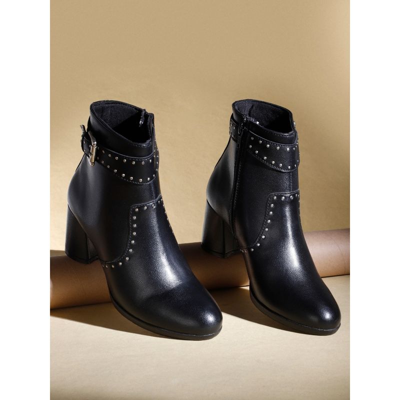 ELLE Black Women Buckle Casual Boots (EURO 40)