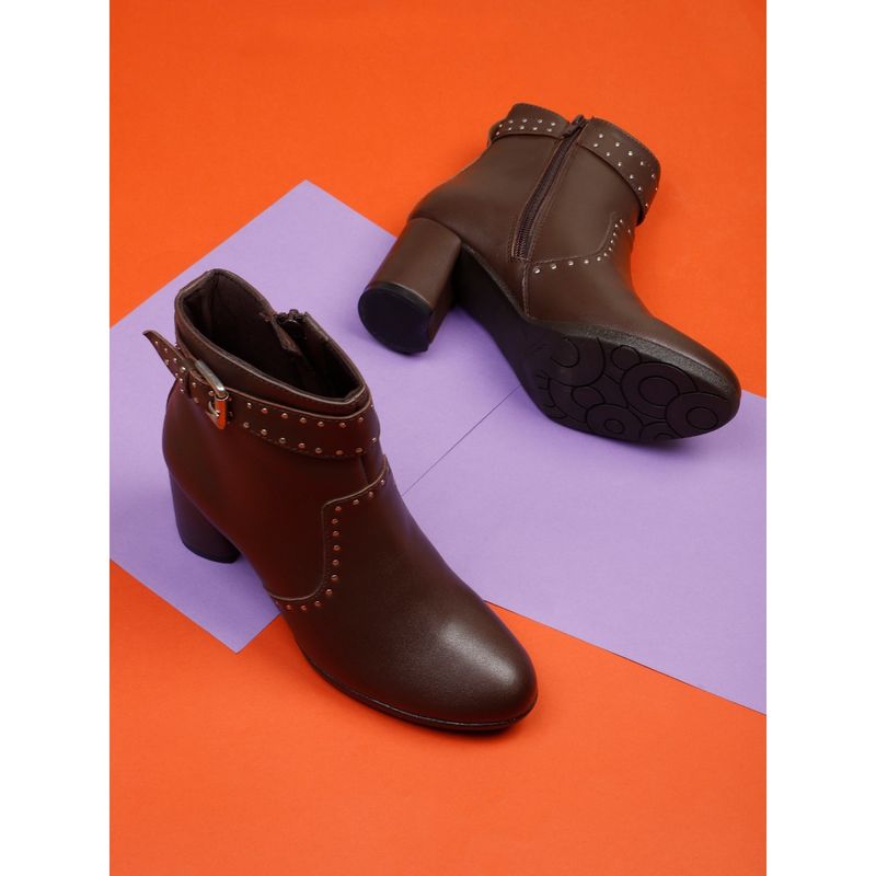 ELLE Brown Women Buckle Casual Boots (EURO 39)
