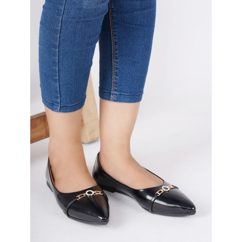 ELLE Black Women Slip On Ballerinas (EURO 37)